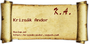 Krizsák Andor névjegykártya