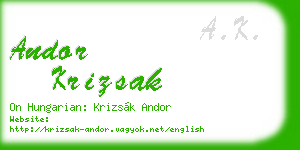 andor krizsak business card